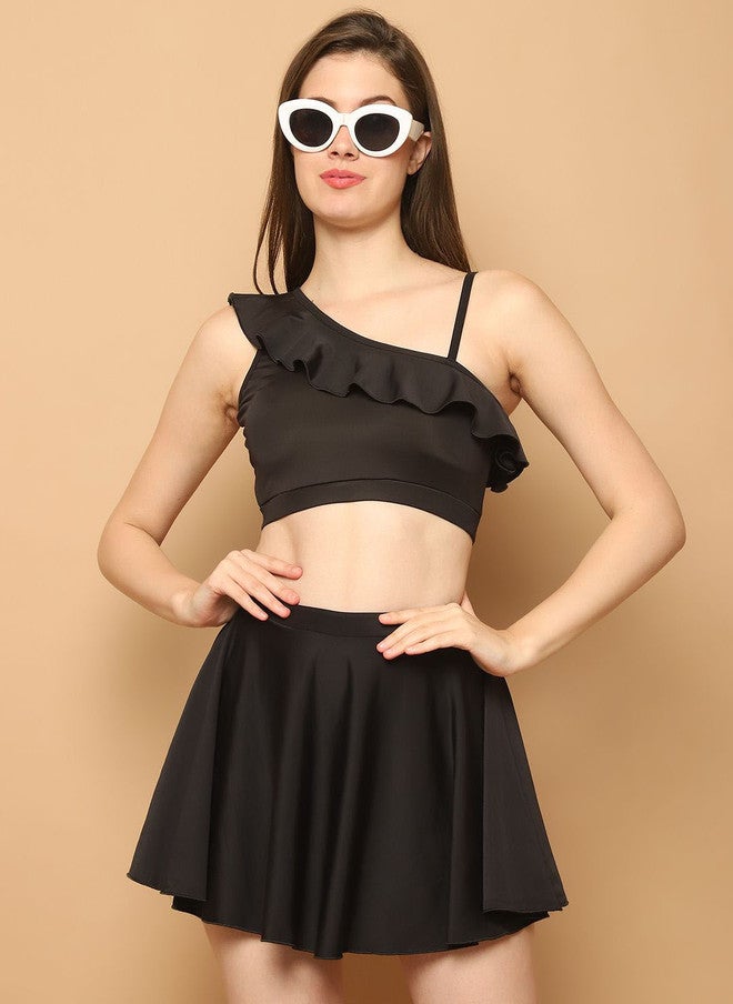 CUKOO Women One Shoulder Ruffles Detail Swim Set - Image 5